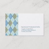 Blauw bruin patroon Golf instructeur visitekaartje (Achterkant)