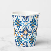 Blauw & Bruin Patroon Papier Cup Papieren Bekers (Achterkant)