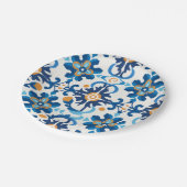 Blauw & Bruin Patroon Papieren Bowl Bordje (Gekanteld)