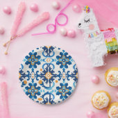 Blauw & Bruin Patroon Papieren Bowl Papieren Bordje (Feest)