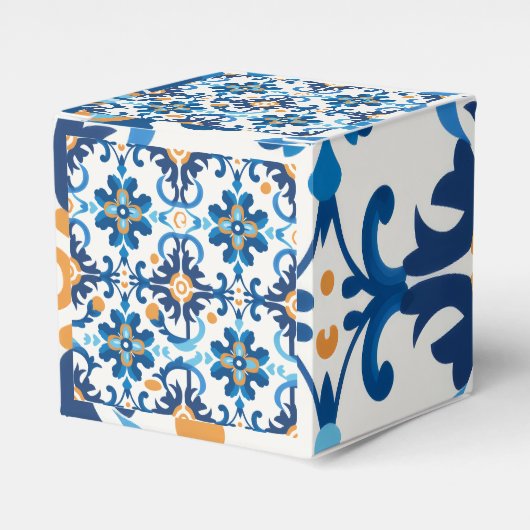 Blauw & Bruin Plakken Geschenkdoos Bedankdoosjes (Voorkant Zijde)