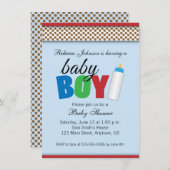 Blauw & Bruin Polka Dots Baby shower Jongen Kaart (Voorkant / Achterkant)