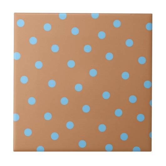 Blauw Bruin Polkadot Patroon Tegeltje (Voorkant)