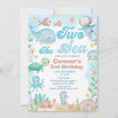 Blauw Bruin Retro Duiker Twee Het Zee 2e Verjaarda Kaart (Voorkant)