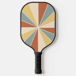 Blauw & Bruin Retro Kleurrijke Strepen Monogram Pickleball Paddle