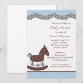 Blauw Bruin Rocking Horse Boy douche Kaart (Voorkant / Achterkant)