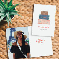 Blauw Bruin Rode Bagage Afscheid Dankjewel Kaart