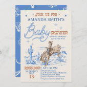 Blauw Bruin Rodeo Cowboy Baby shower Kaart (Voorkant / Achterkant)