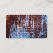 Blauw Bruin Roest Metaal Textuur Monogram Initiaal Visitekaartje (Achterkant)