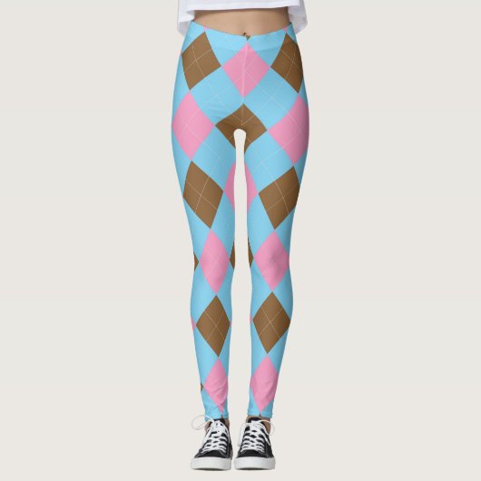 Blauw-bruin-roze-arsenaal Leggings (Voorkant)