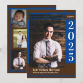 Blauw Bruin School Kleur Afstuderen Foto Plaid Kaart (Voorkant / Achterkant)