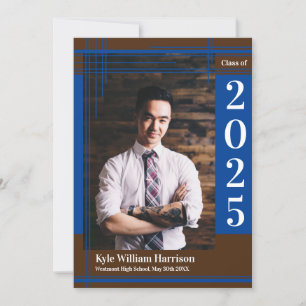 Blauw Bruin School Kleur Afstuderen Foto Plaid Kaart