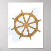 Blauw bruin-schotel-schotel Nautical Ocean Theme Poster (Voorkant)