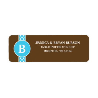 Blauw/Bruin sierlijke Stippen Custom Monogrammed F Etiket