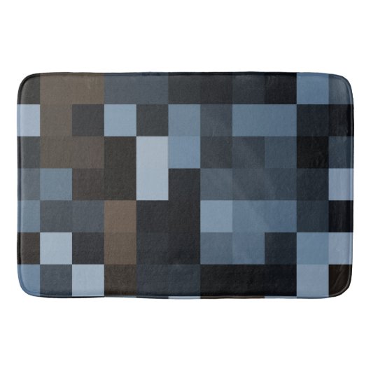 blauw, bruin, stof, textiel, ontwerp, geruit, badmat (Voorkant)