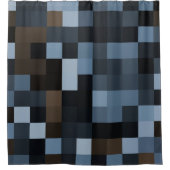 blauw, bruin, stof, textiel, ontwerp, vlecht, douchegordijn (Voorkant)