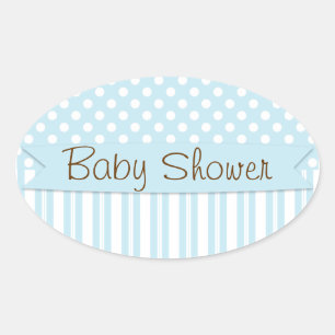 Blauw Bruin Sweet Boy Polka Dot Baby shower Ovale Sticker