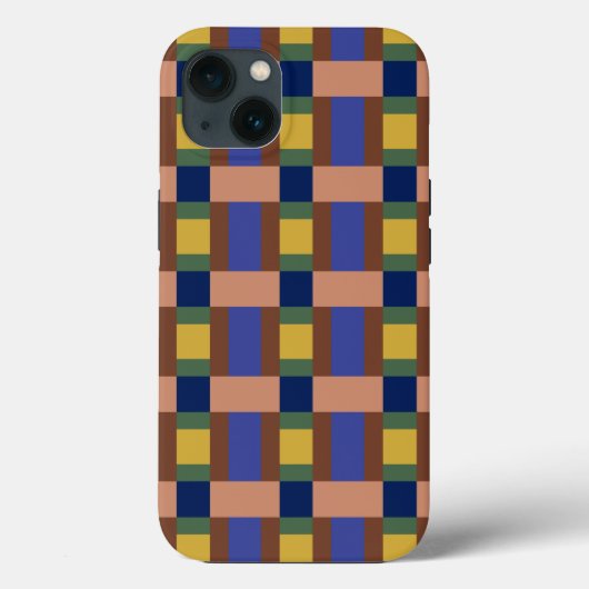 Blauw bruin Tan Groen Geel Kleurenblok Afdrukken Case-Mate iPhone Case (Achterkant)