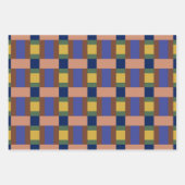 Blauw bruin Tan Groen Geel Kleurenblok Afdrukken Inpakpapier Vel (Voorkant 2)