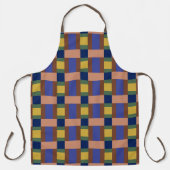 Blauw bruin Tan Groen Geel Kleurenblok Afdrukken Schort (Voorkant)