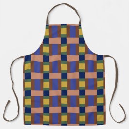 Blauw bruin Tan Groen Geel Kleurenblok Afdrukken Schort