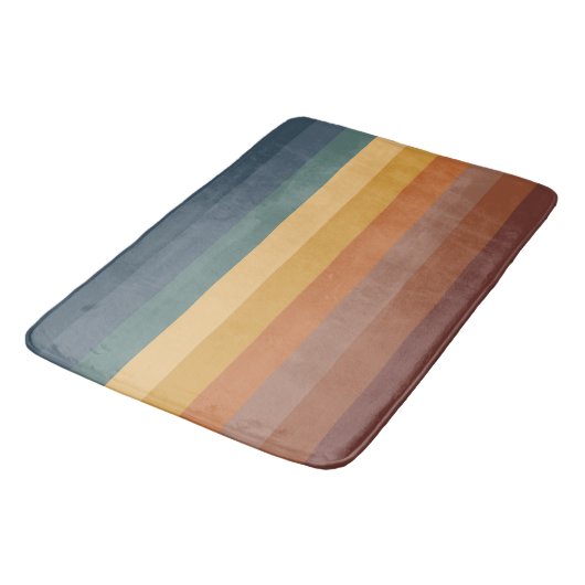 BLAUW BRUIN TAN MOSTERD BLAUWGROEN STREPEN BADMAT (Gekanteld)