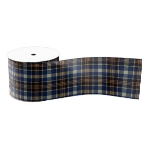 Blauw Bruin Tartan Plaid Cottage Core Style Grosgrain Lint