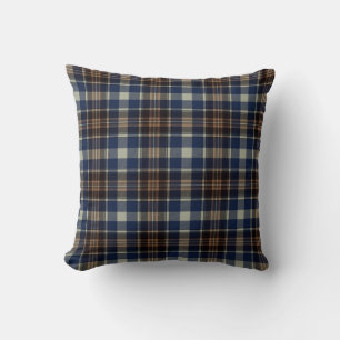 Blauw Bruin Tartan Plaid Cottage Core Style Kussen