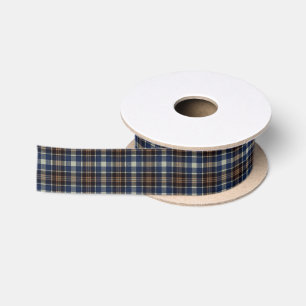 Blauw Bruin Tartan Plaid Cottage Core Style Satijnen Lint