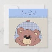 Blauw Bruin Teddy Bear Baby Boy Shower Kaart (Voorkant)