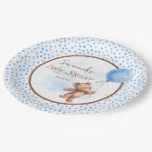 Blauw Bruin Teddy Bear Baby shower Papier Bord (Gekanteld)