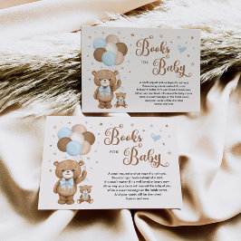 Blauw Bruin Teddy Bear Boeken voor Baby Boy Informatiekaartje