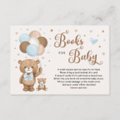 Blauw Bruin Teddy Bear Boeken voor Baby Boy Informatiekaartje (Voorkant)