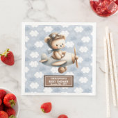 Blauw Bruin Teddy Bear Pilot servetten voor Baby B (Insitu)
