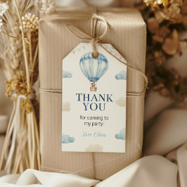 Blauw Bruin Teddy Bear Verjaardag Dank u Label Cadeaulabel