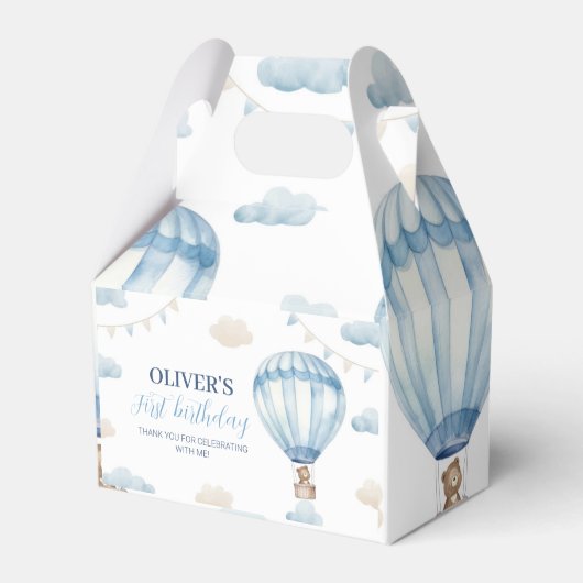 Blauw Bruin Teddy Bear Verjaardag Favoriet Box Bedankdoosjes (Voorkant Zijde)