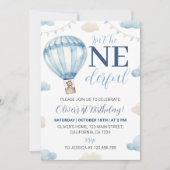 Blauw Bruin Teddy Beer Jongen Verjaardag Uitnodigi Kaart (Voorkant)