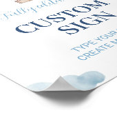 Blauw Bruin Teddy Beer Verjaardag Custom Tafel Tek Poster (Hoek)