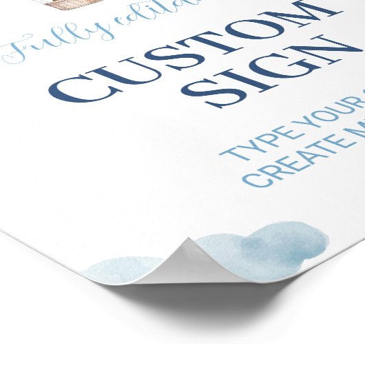 Blauw Bruin Teddy Beer Verjaardag Custom Tafel Tek Poster (Hoek)