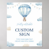 Blauw Bruin Teddy Beer Verjaardag Custom Tafel Tek Poster (Voorkant)