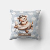 Blauw Bruin Teddybeer Baby shower gepersonaliseerd Kussen (Achterkant)
