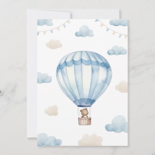 Blauw Bruin Teddybeer Jongen Baby shower Uitnodigi Kaart (Achterkant)