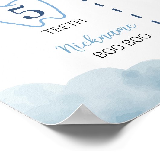 Blauw Bruin Teddybeer Jongen Verjaardag Milestone  Poster (Hoek)