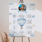 Blauw Bruin Teddybeer Jongen Verjaardag Milestone  Poster
