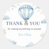 Blauw Bruin Teddybeer Verjaardag Sticker Label Par (Voorkant)