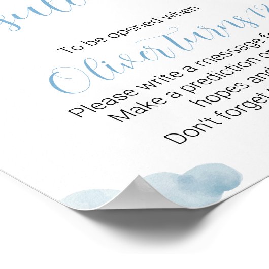 Blauw Bruin Teddybeer Verjaardag Tijd Capsule Post Poster (Hoek)