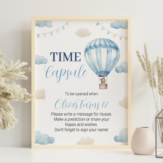 Blauw Bruin Teddybeer Verjaardag Tijd Capsule Post Poster