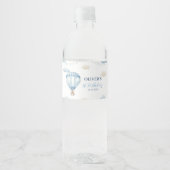 Blauw Bruin Teddybeer Verjaardag Water Fles Label Waterfles Etiket (Voorkant)