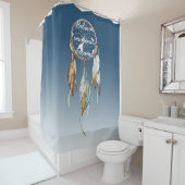 Blauw Bruin Turquoise Dream Catcher Douchegordijn (In situ)