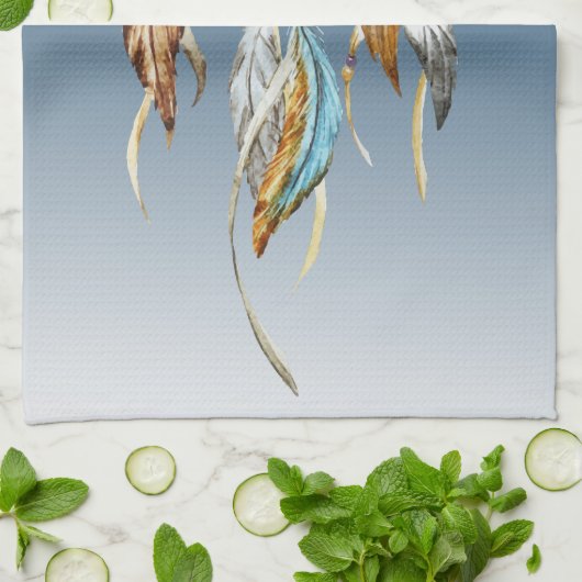 Blauw Bruin Turquoise Dream Catcher Theedoek (Gevouwen)